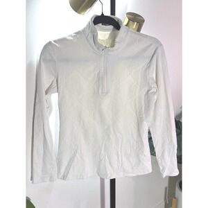 J McLaughlin white quarter zip preppy golf everyday layering minimalist clean M